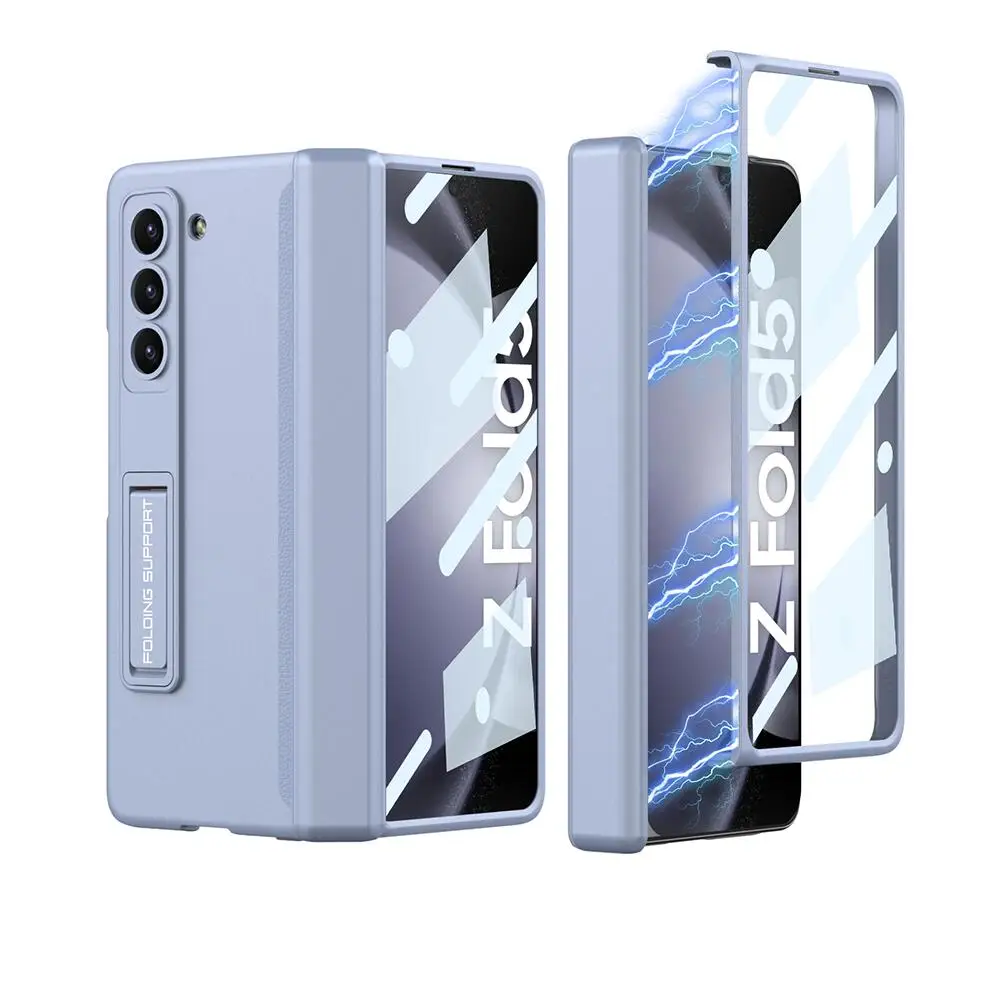 

Противоударный армированный чехол для Samsung Galaxy Z Fold 5 Fold5, защитный жесткий матовый чехол с магнитными петлями, стеклянная пленка с подставкой