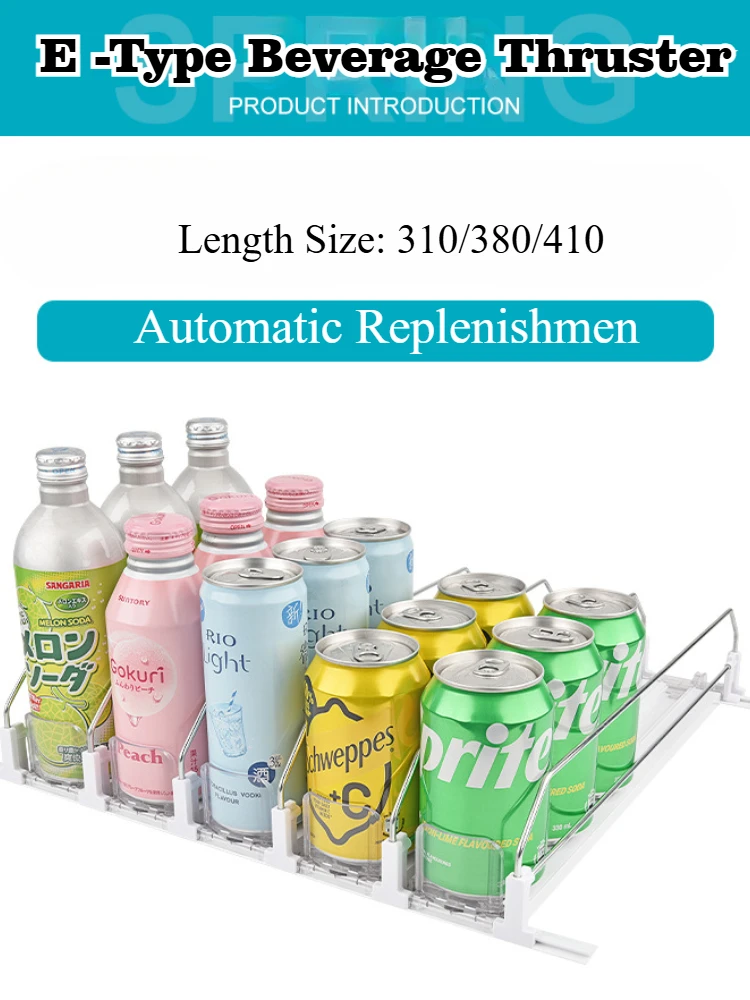 Drink Organizer Soda Can Dispenser Spring Push Canned Beverage Push Rack Holds 6 Rows Canned Storage For Kitchen Refrigerator 3