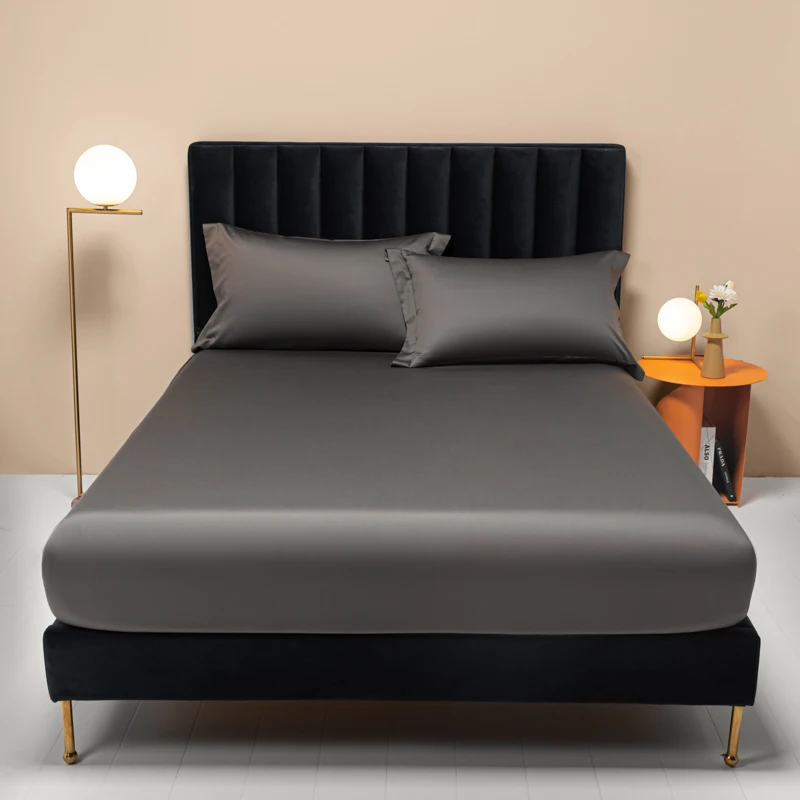 WOSTAR 100s Long Staple Cotton Fitted Sheet Elastic Mattress Cover Hypoallergenic Breathable Bed Linen Luxury Double Bed 150x200 6