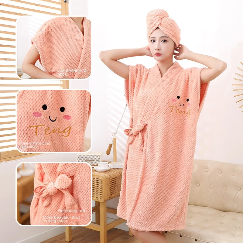 New Pineapple Bathrobe Women Can Wear Bath Towels Coral Plush