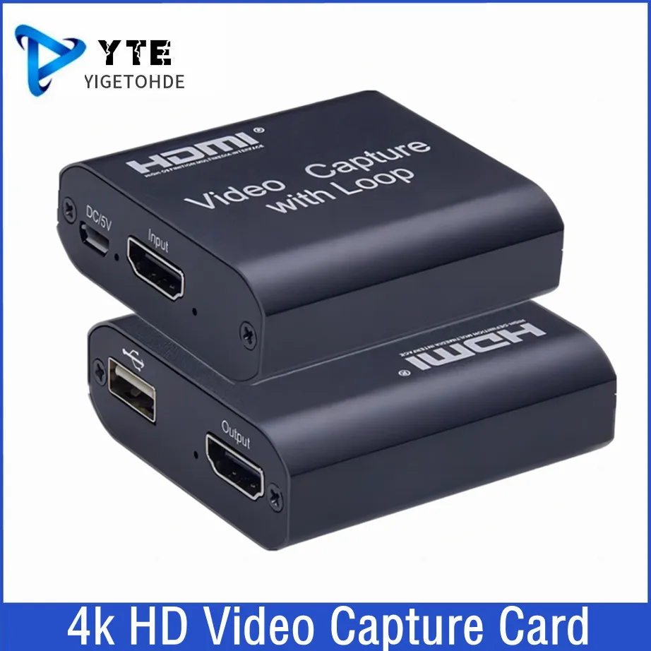 YIGETOHDE 1080P 4K HDMI-compatble to USB 2.0 Video Capture Card Board For Game Record Live Streaming Broadcast TV Local Loop