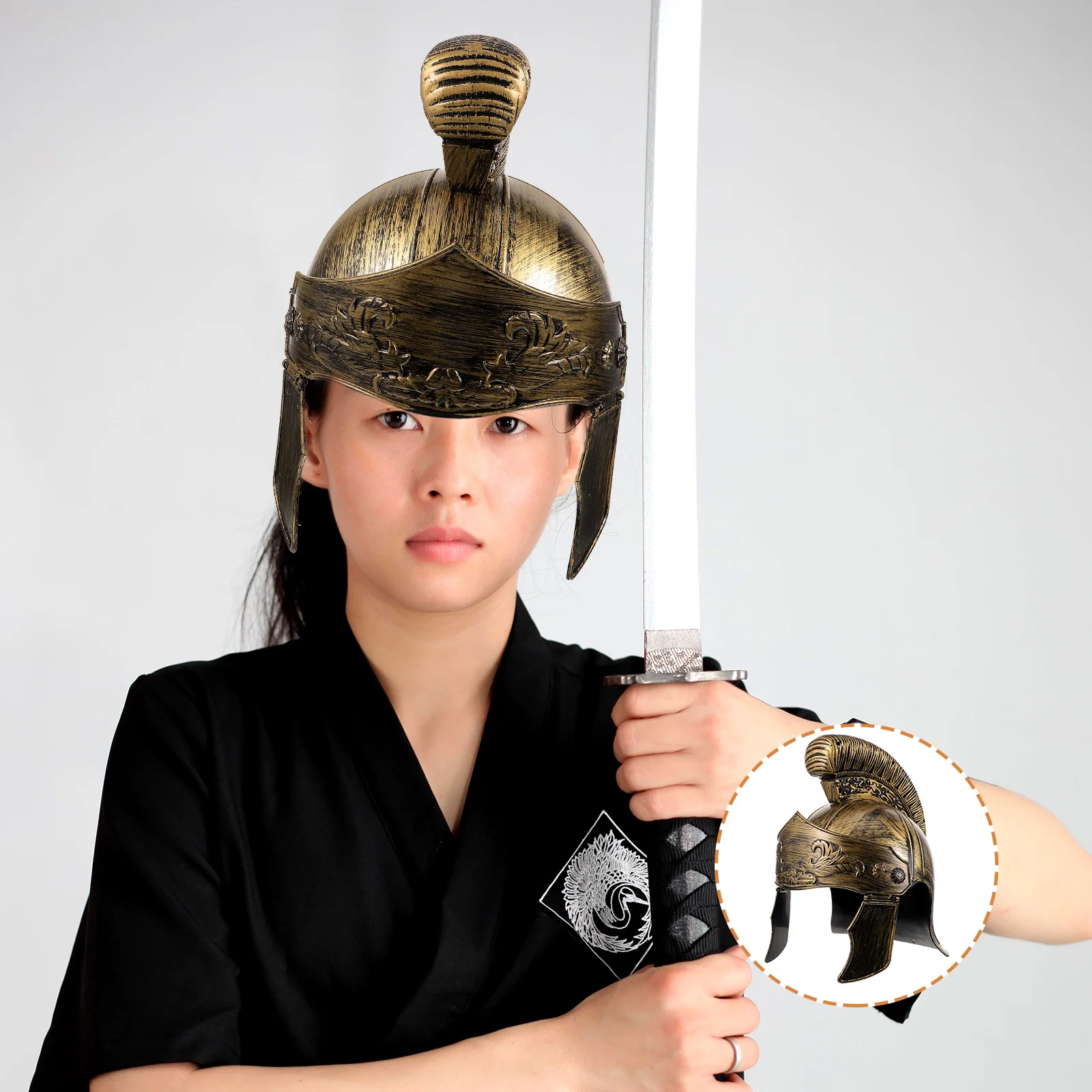 

Ancient Roman God of War Shield Samurai Knight Hat Has Party Prop Soldier Decorative Plastic Cosplay Headwear Novelty