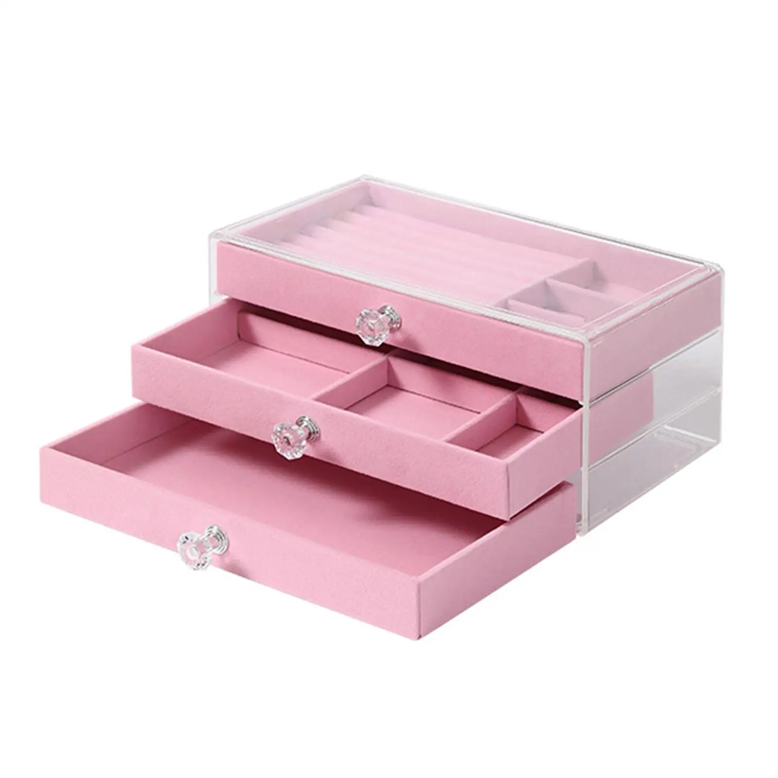 

Portable Jewelry Box Large Earrings Bracelets Drawer Type with Mirror Jewelry Storage Case for Friends, Wife or Mother Gift