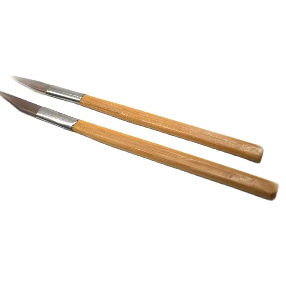 

2pcs Agate Burnisher Polishing Knife Edge With Bamboo Handle Jewelry Tool