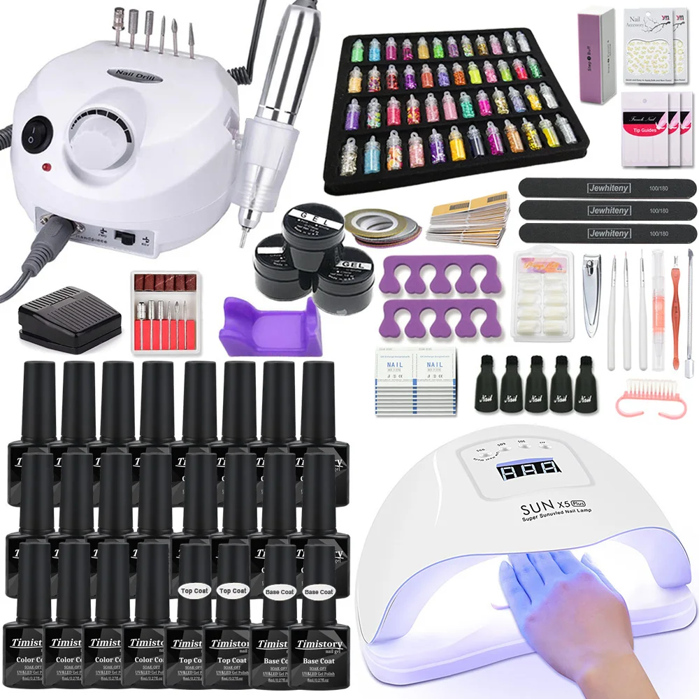 

Nail Set UV LED Nail Lamp For Manicure Set 20/10 Gel Nail Polish Set Kit Soak Off Gel Varnish For Nail Art Set Machine Nail file