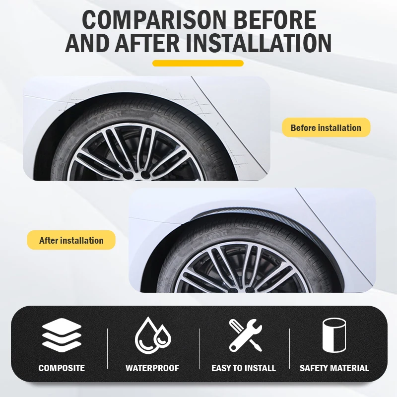 Universal Car Wheel Eyebrow Arch Mouldings Fender Rubber Stickers Body Kit Protector