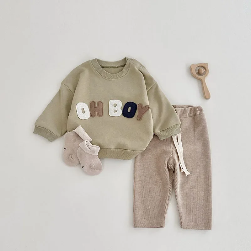 Autumn Cartoon Letter Clothes Set for Baby