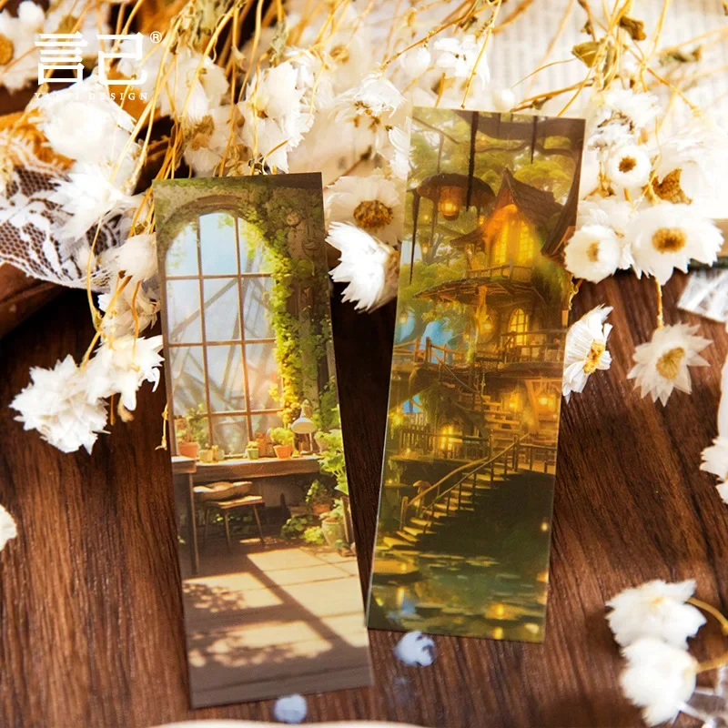 Bookmarks Stationery Supplies 8 Pcs Transparent PET Dreamland Bookmark Fairy Forest Book Mark Bookmarks for Kids Women Teacher Students Gifts Back To School