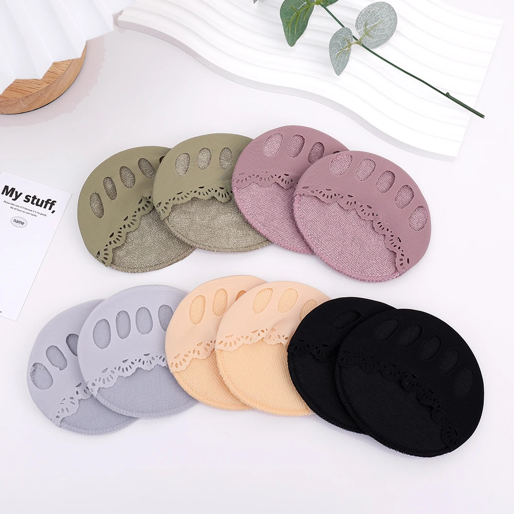 High Heel Pads 10pcs Front Foot Pads Women Summer Thin Anti Wear Non Slip Half Palm Five Finger Sock Invisible Split Toe Socks