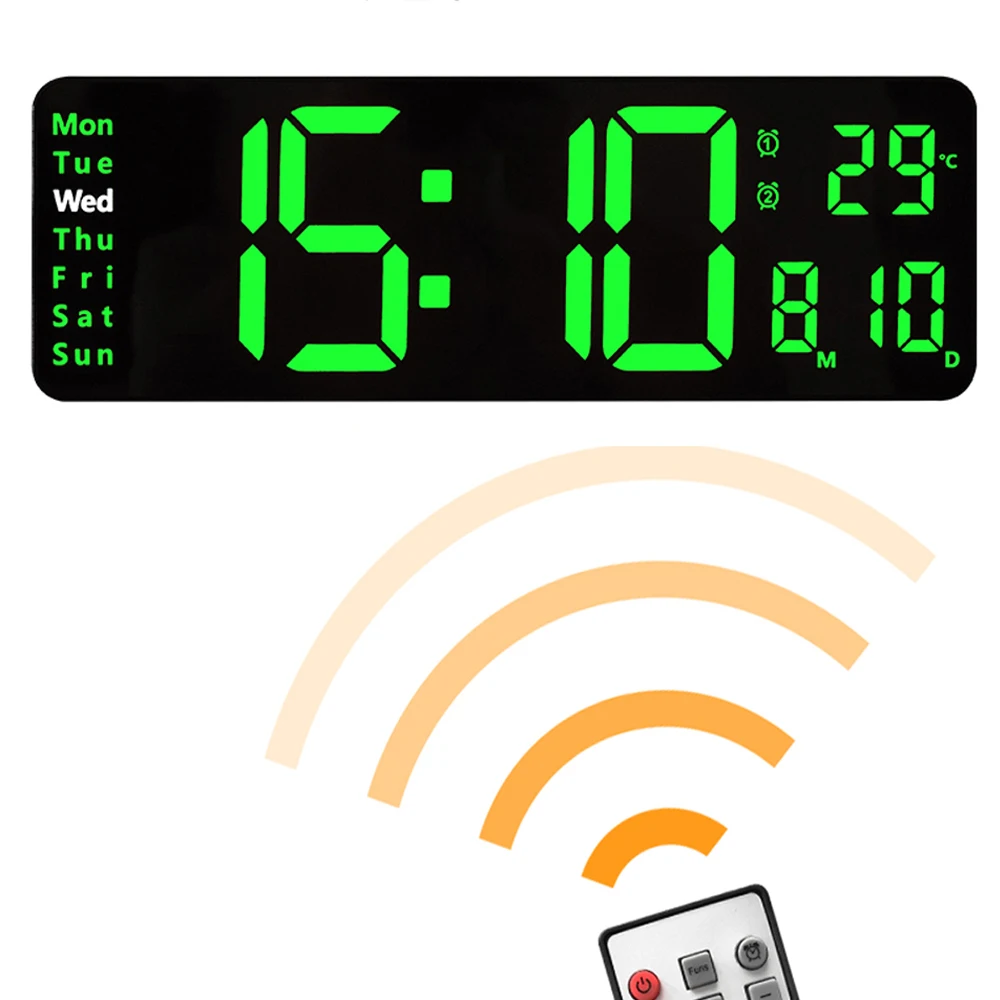 BigDigitalLedWallClockwithCalendarandTemperatureThermometer