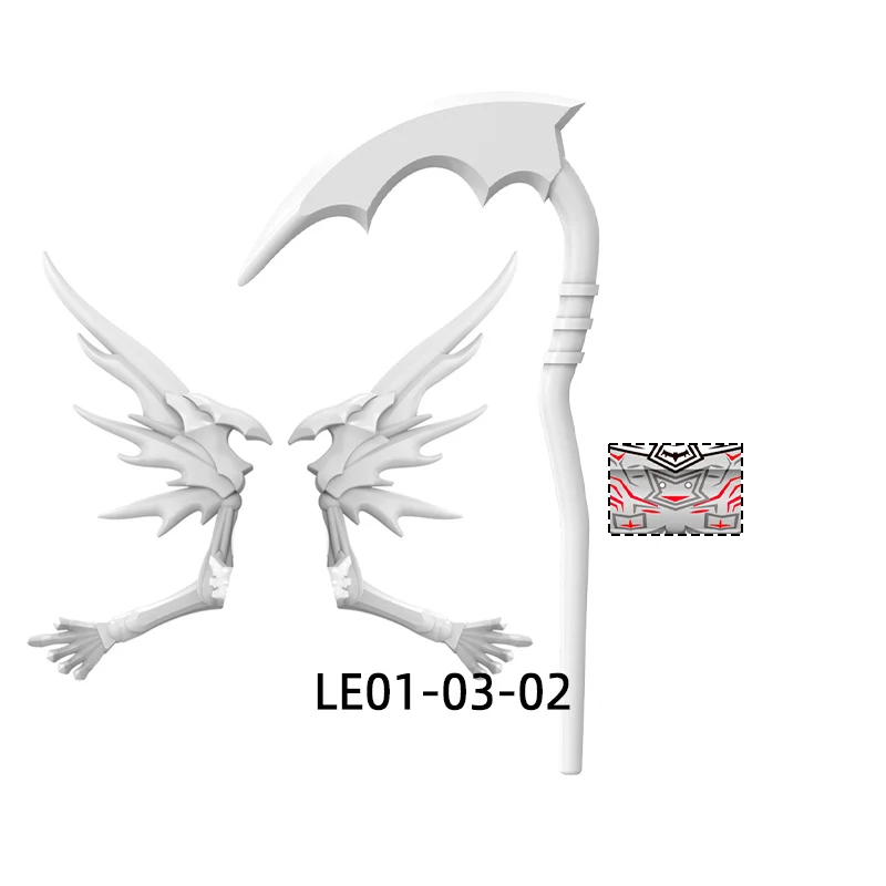 LE01-LE03 무기 바지 헤어 부품 액션 피규어 날개 낫 모델 블록 MOC 브릭 세트 선물 장난감