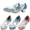 Fantasia Princess Shoes for Girls leather Sandal Summer Children's Shiny Snow Queen Fairy Party High Heels Leather Crystal Shoes 1