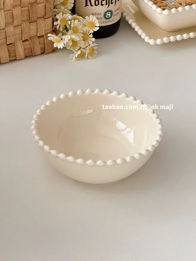 Beautiful Ceramic Plate Dessert Bowl Cake Dish Creative Salad Sushi Plate Round Square Simple Nordic Household Kitchen Luxury