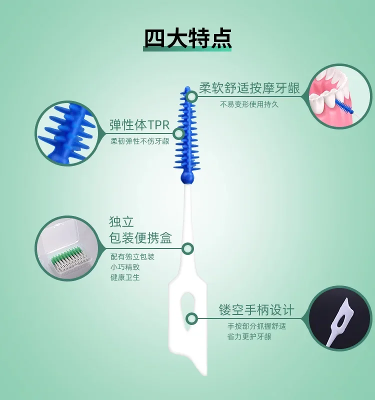 Interdental Silicone Brushes 200 Units Dental Toothpicks Brush Between Teeth With Thread Oral Cleaning Tools