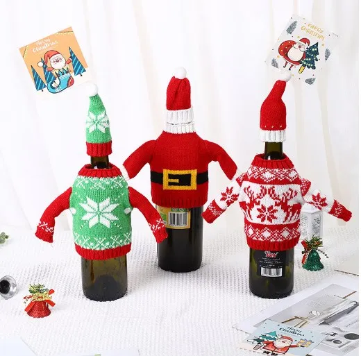 

Мультяшный чехол для винной бутылки, чехол для винной бутылки, Рождественское украшение, Снеговик Лось, одежда для нового года