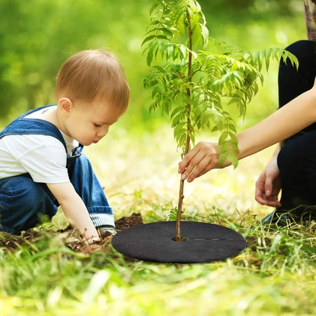 10PCS Non-Woven Tree Mulch Ring Degradable Tree Protector Mat Reusable Tree Weed Barrier for Weed Control Root Protectio 5