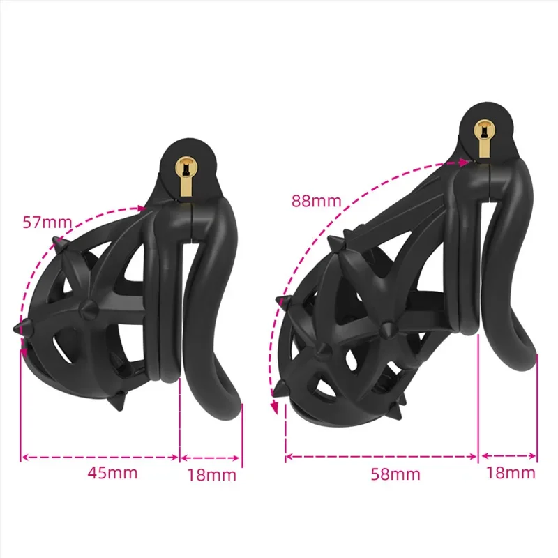Removable Soft Spike Chastity Cage Long/Short with 4 Size Cock Ring Penis Lock Lightweight Chastity Device Male Sex Products penis chastity cage chastity lock sex toy chastity cage accessory penis cock ring