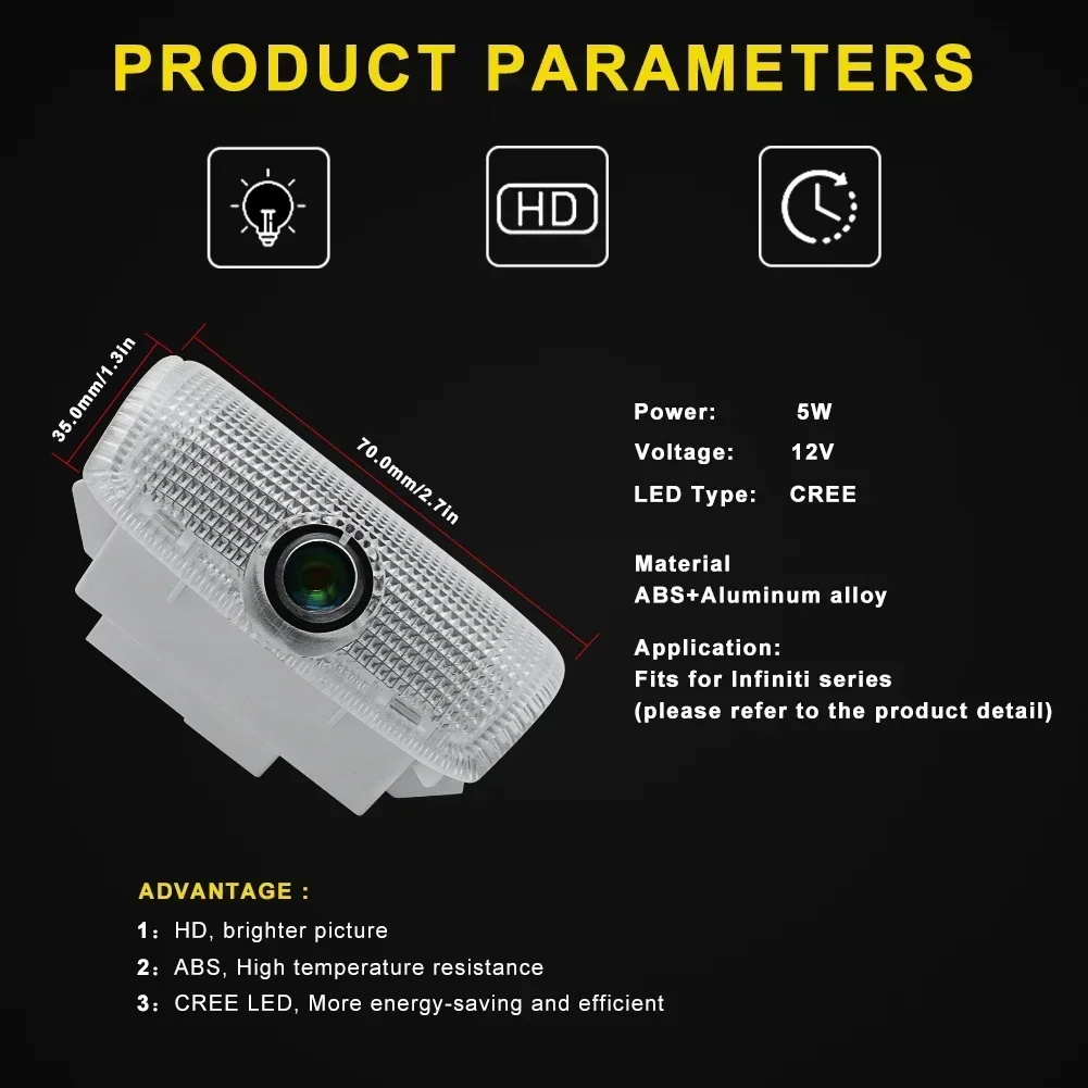 LED Car Door Logo Light HD Laser Welcome Lamp