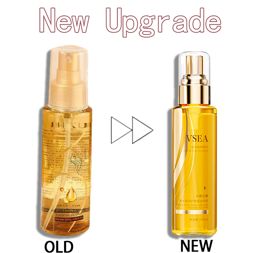 헤어 케어 에센셜 오일 스프레이, 영양 공급 및 복구, 매끄럽고 윤기나는 마무리, 오래 지속되는 향기, 모든 모발 타입에 사용하기 쉬움