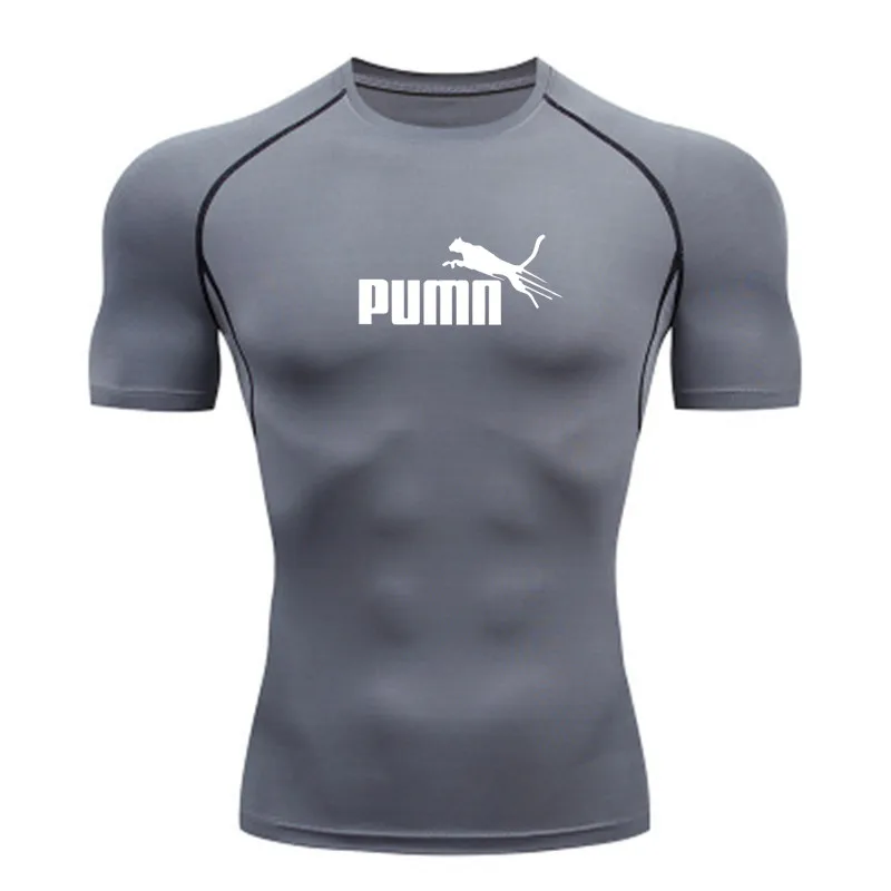 Abbigliamento Sportivo da Uomo, Maglietta a Compressione a Maniche Corte ad Asciugatura Rapida per Palestra, Fitness, Corsa, Sport e Bodybuilding - immagine 3