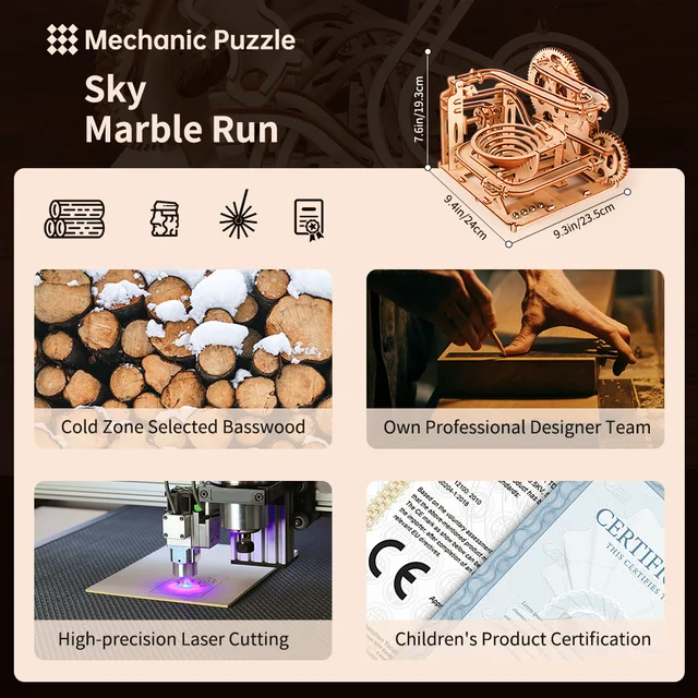 3D Wooden Puzzles DIY Marble Run Building Block Kit Model Crafts Decoration Education Puzzle Toys Birthday Gifts For Kids 5