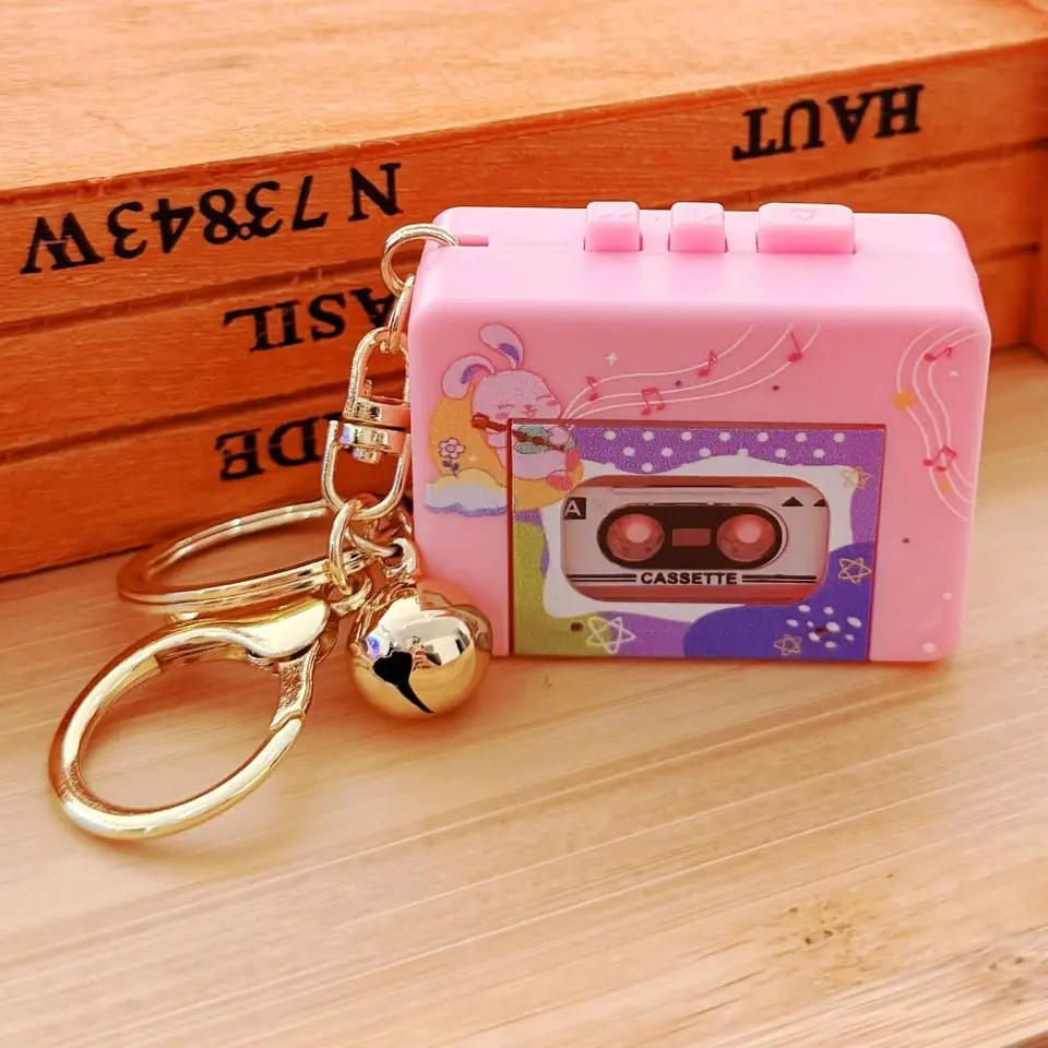 Mini Tape Recorder Sleutelhanger, 5.52.24.1 Cm, Mini Retro Tape