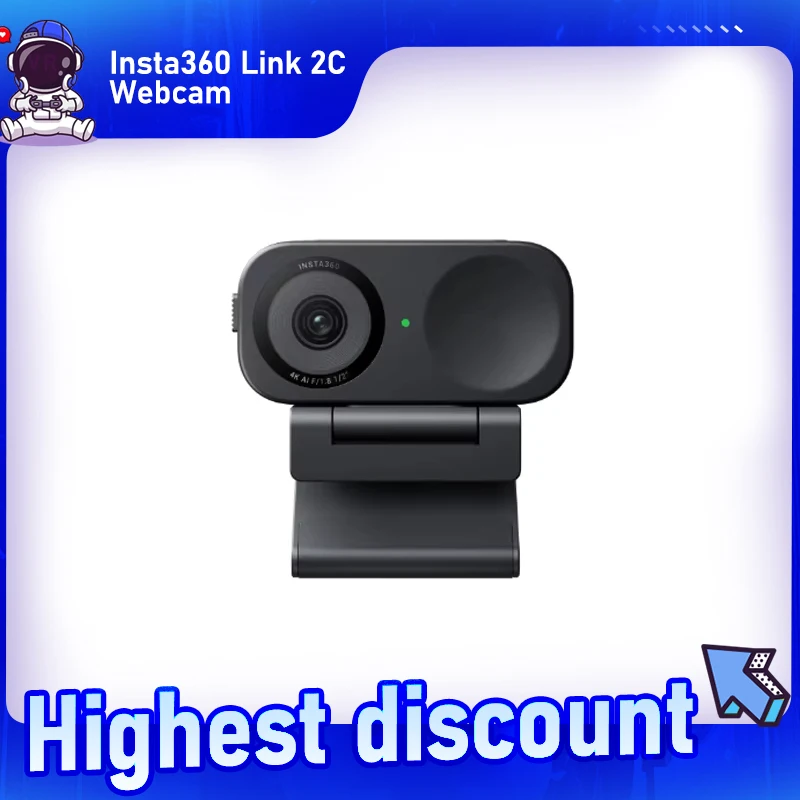 Insta360 Link 2C Webcam 4K 30fps PC UDR Auto Framing AI Noise-Canceling Mic for PC / Mac / Video Calls Gaming Streaming