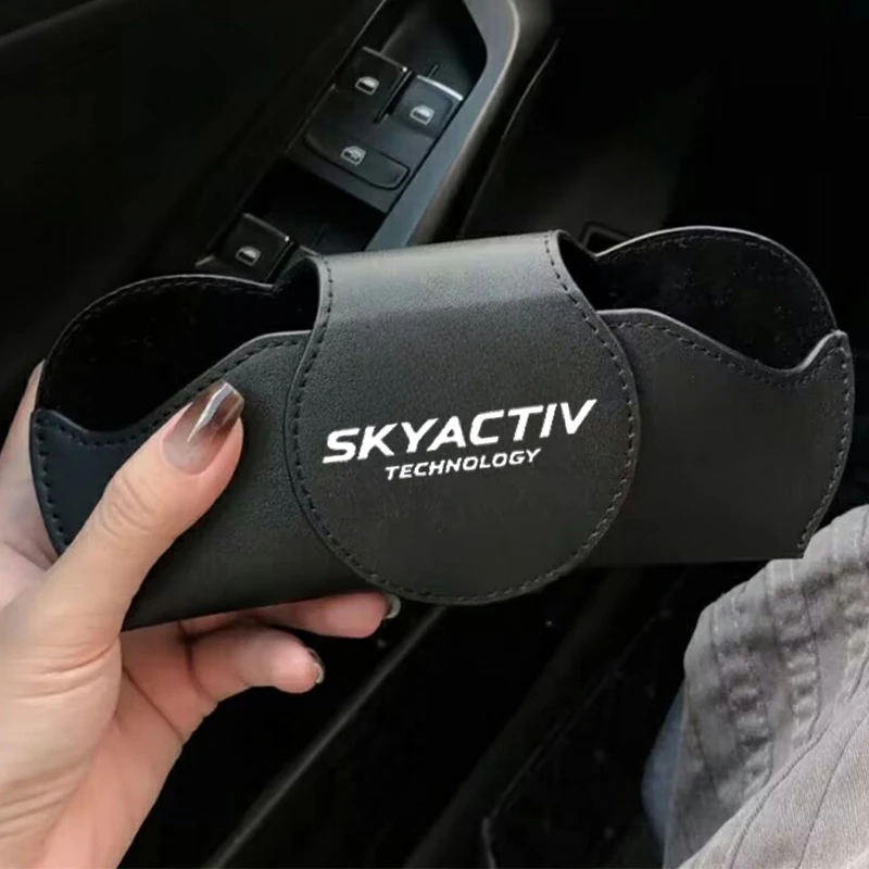 Car Auto Sun Visor Glasses Box Leather Car Sunglass Holder For mazda 3 bk 6 gg gh gj cx3 cx5