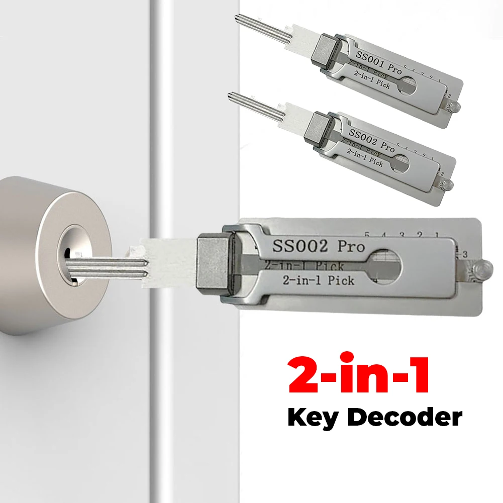2-in-1 Stainless Steel Key Decoder Portable Precision Hook And Pickup Hand Tool O-ring Pickup Kit Lock Decoder Repair Tools