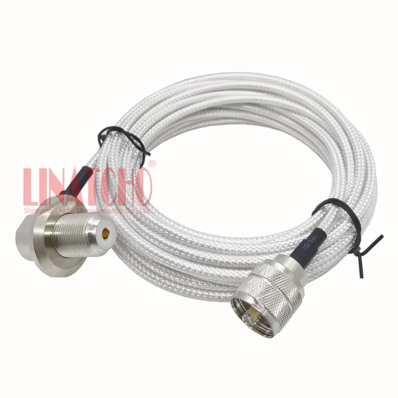 5 Meter White RG303 PL259 UHF Male to Female SO239 Car Radio Antenna High Voltage Coaxial Cable pl259 antenna connector coaxial extend cord cable so239 5m 16ft uhf for car radio walkie talkie mp320 mp9000 kt 8900 kt 8900r