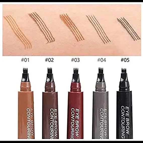 4 Point Eyebrow Pencil 4 Prong Tip Eyebrow Pen 4 Fork Eyebrow Pencil Waterproof Liquid Eyebrow Pencil Long Lasting Like Real 6
