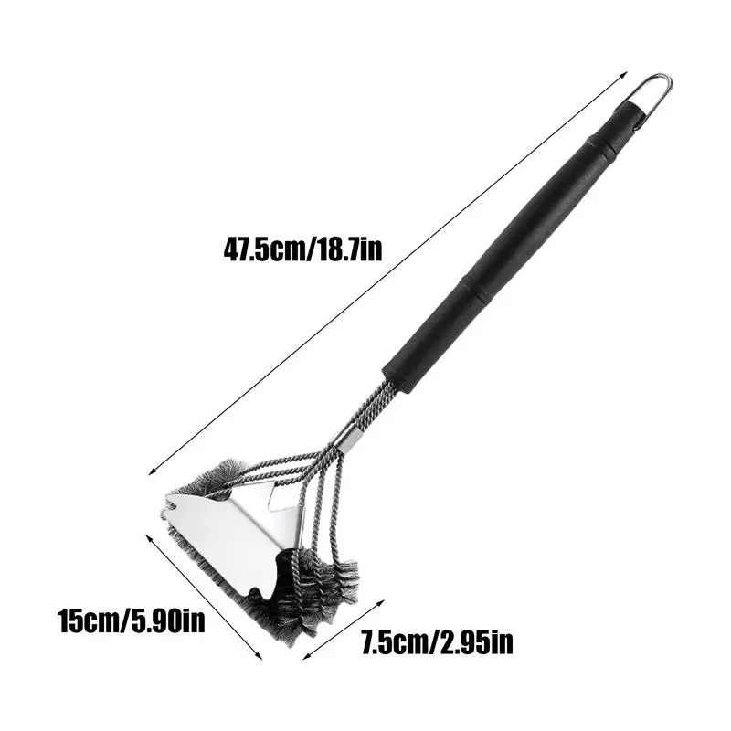 BBQ Grill Brush Stainless Steel Grill Cleaning Brush Ergonomic Safe Accessories For Porcelain Cleaner Outdoor Non-Slip