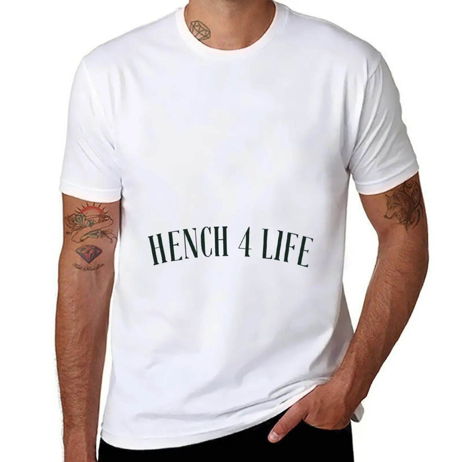 

Hench 4 Life Tattoo T-shirt vintage hippie clothes oversizeds animal prinfor boys men clothings