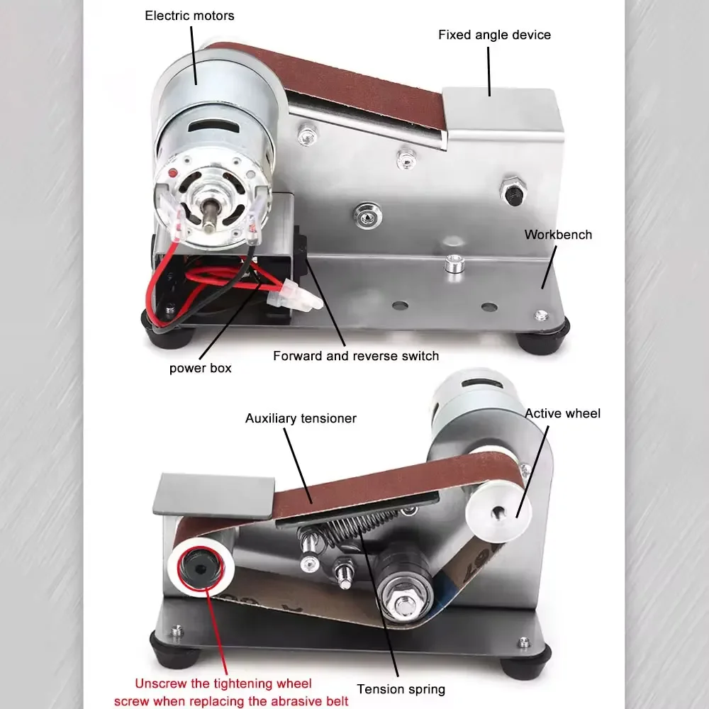 110V/220V Mini Electric Belt Sander DIY Polishing Grinding Machine Cutter Edges Sharpener Multifunctional Grinder Power Tool 5