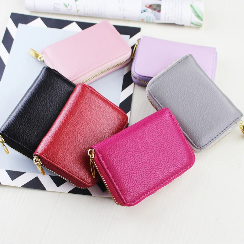 Fashionable New Multi Slot Card Seat Retro Women's Coin Bag Solid Color Zipper Wallet