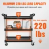 VEVOR Utility Service Cart 3 Shelf Heavy Duty 220LBS Food Service Cart Rolling Kitchen Storage Trolley with 4 Lockable Wheels 6
