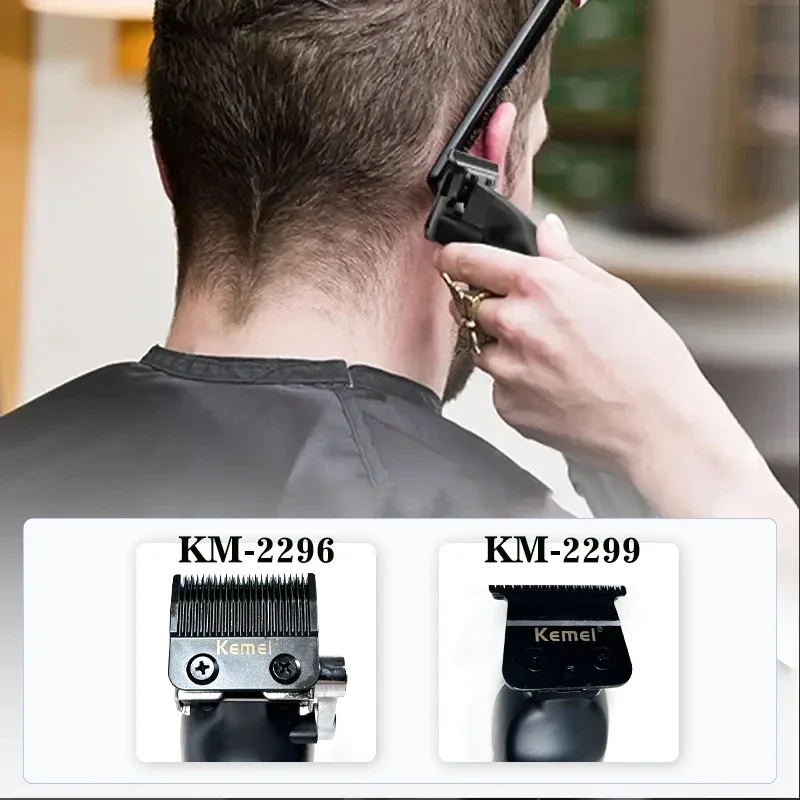 Kemei 2296 Barber Cordless Hair Trimmer 0mm Zero Gapped Carving Clipper Detailer Professional Electric KM-2299 Cutting Machine