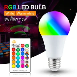 AC85-265V RGB LED Light Bulbs with Remote control 5W 10W 15W E27 LED Bulbs RGBW RGBWW Dimmable Color Changing for Home Lighting