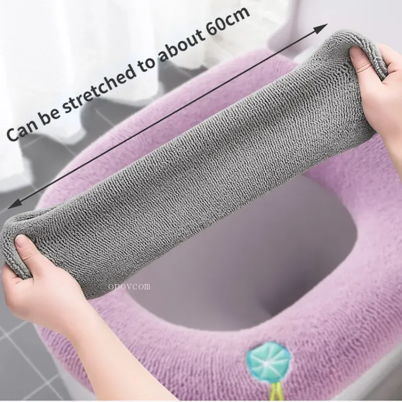 Toilet Seat Cover Toilet Mat Universal Pure Color Toilet Seat Cushion Pad Soft Warm Washable