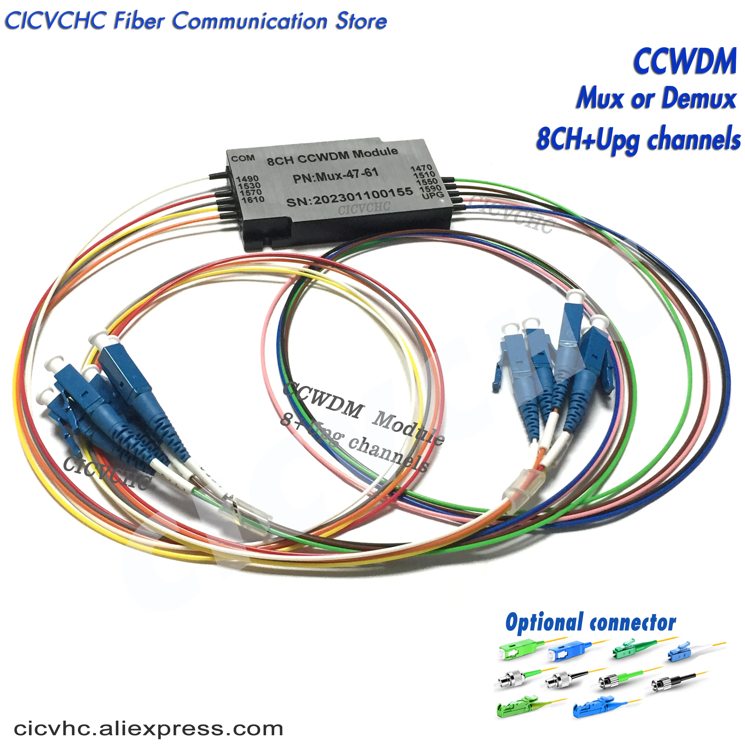 CCWDM Module 8+UPG Channel  with Free-space Compact CWDM Mux/Demux, LC FC SC E2000 lynepauaio compact hum eliminator box 4 channel passive buzz destroyer noise canceller