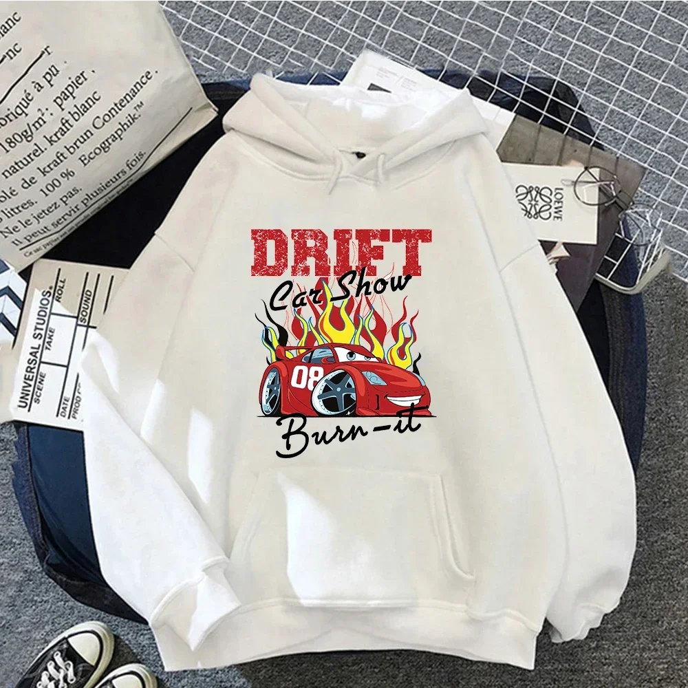 

Cars Lightning McQueen Print Hoodies Women Vintage Kawaii Hooded Pullover Clothing Cartoon Sweatshirt Harajuku Aesthetic Tops