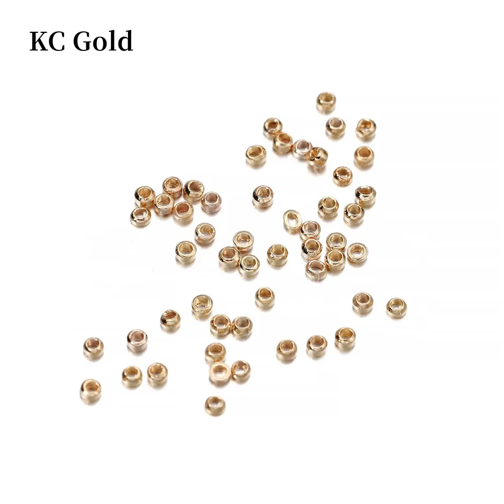 100-500pcs/lot Gold  Copper Ball Crimp End Beads Dia 2 2.5 3 mm Stopper Spacer Beads For Diy Jewelry Making Findings Supplies 