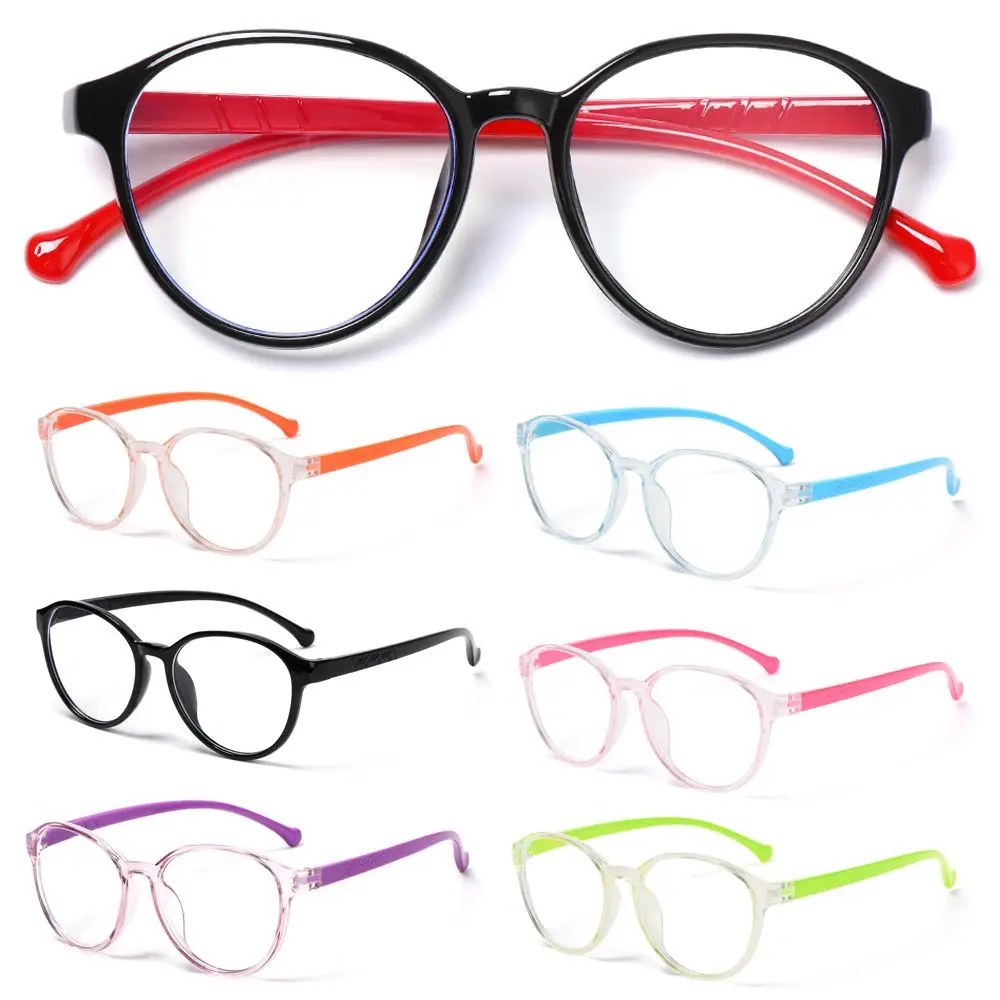 Fashion Glasses Protection Computer Kids Glasses Round Eyeglasses Ultra Light Frame Anti-blue Light