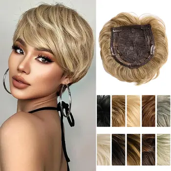 Synthetic Short Hair Topper for Thinning Hair Pixie Cut Natural Wave Texture Short Toppers Hair Pieces for Women and Men 1