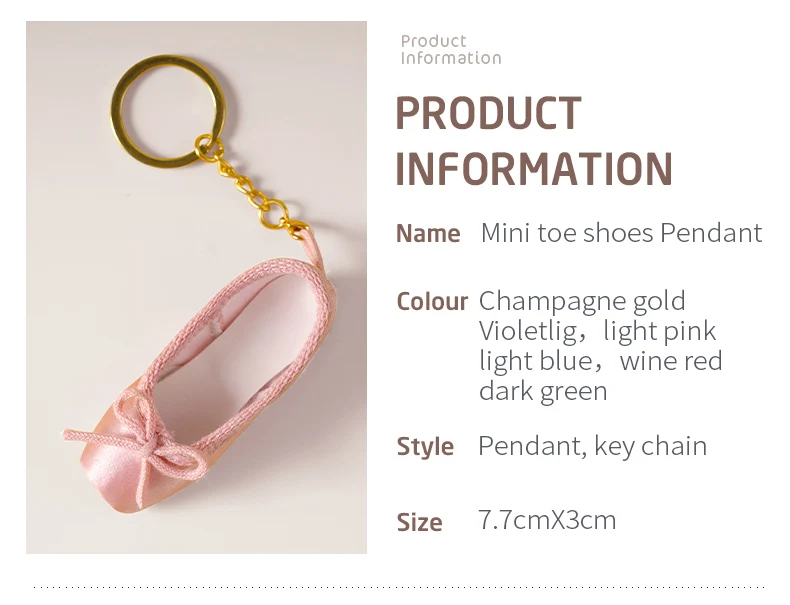 Handgemachte Mini Satin Pointe Schuhe Tasche Anhänger Schlüssel ring Balletts chuhe Schlüssel bund Ballett Charm Kette Ballett Zubehör – Detail 2
