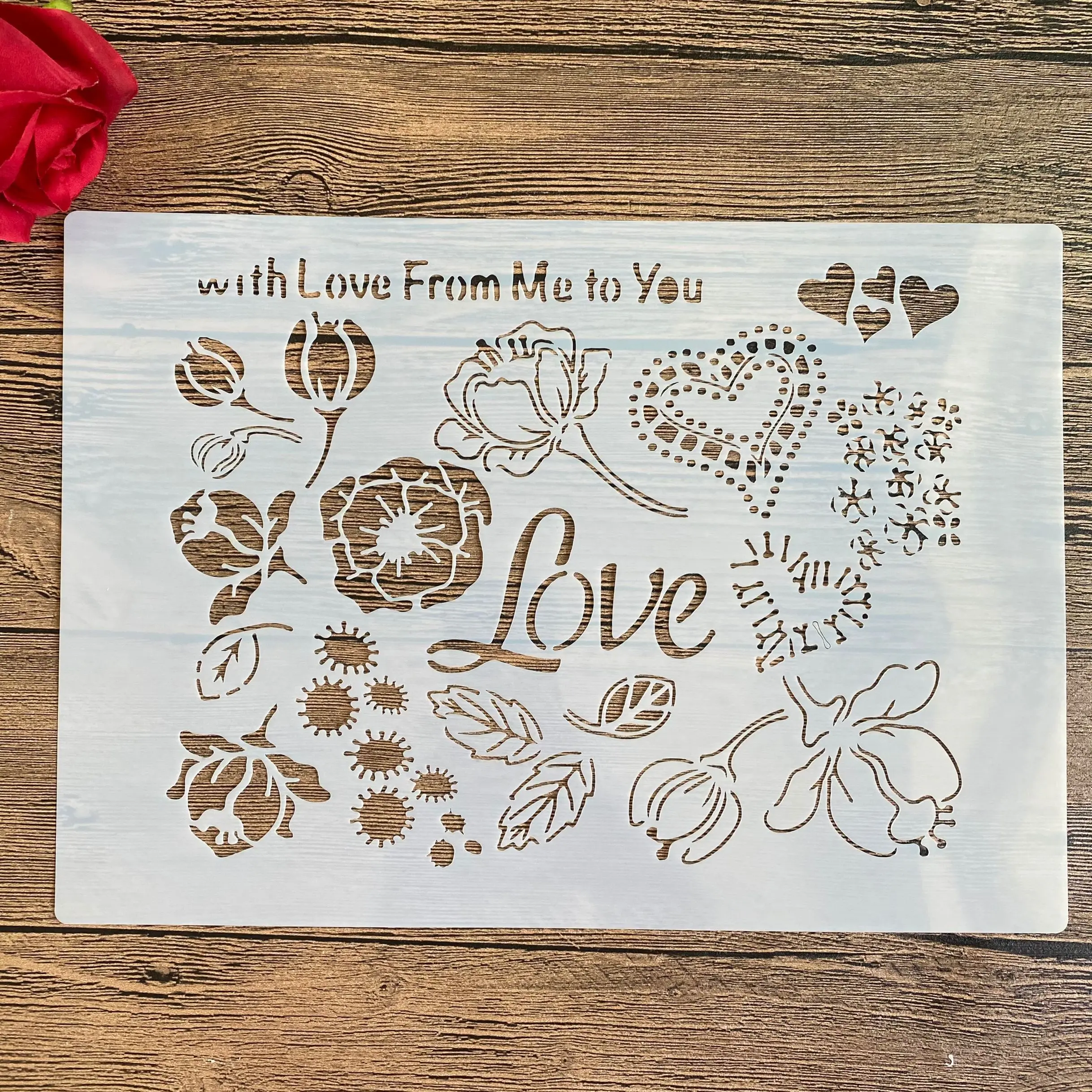 

A4 29 *21cm DIY cake Stencils wall Painting Scrapbook Coloring Embossing Album Decorative Paper Card Template wall this is love