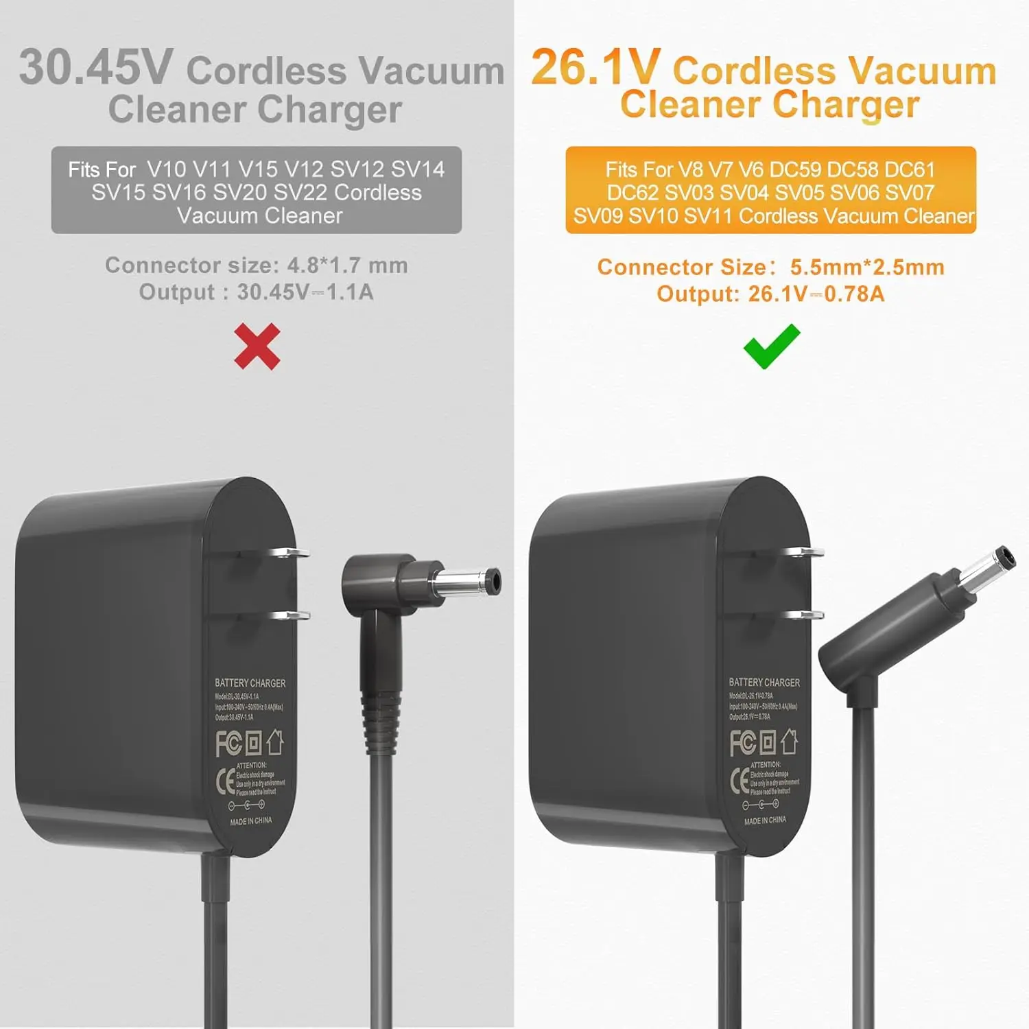26.1V 진공청소기 충전기 AC 100?240V 다이슨 V8, V7, V6, DC59, DC58, DC61, DC62 무선 진공청소기 26.1V 배터리와 호환 가능