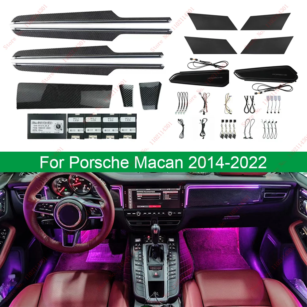Car Ambient Light For Porsche Macan 20142022 64color Led Lamps Illuminated Door Panel Set