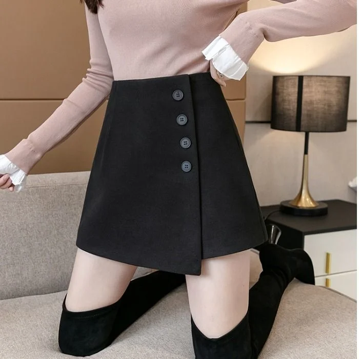 

Утепленные брюки женские шорты с асимметричными штанинами с высокой талией трапециевидная тонкая юбка брюки одежда женские брюки летние шорты