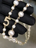 Longue lettre de perle multicouche gland pull chaîne collier bijoux pour les femmes 5